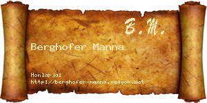 Berghofer Manna névjegykártya